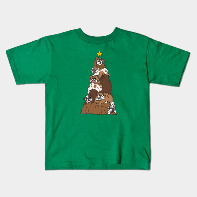 Christmas Tree English Bulldog Kids T-Shirt by huebucket